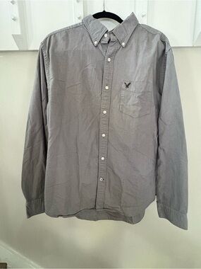 American Eagle Outfitters Men's Button-Down Shirt - Light Gray